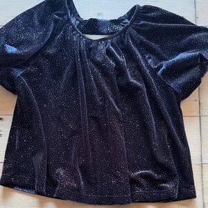 Zara Velvet Sparkle Short Sleeve Top - Black